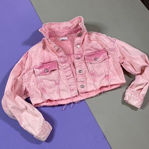 Topshop pink crop Jean jacket. Size 2